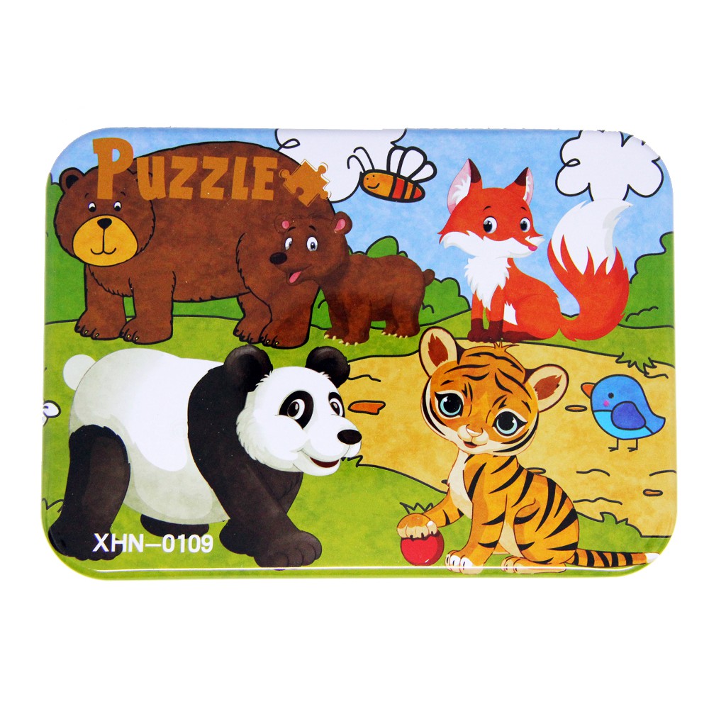PL106 Puzzle Kayu Jigsaw Mix 4 in 1 Tepak Kaleng Mainan Anak Animal