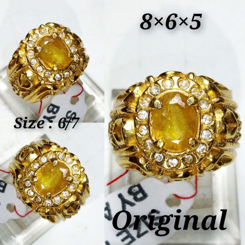 CINCIN BATU PERMATA YELLOW SAPPHIRE ORIGINAL KUALITAS SUPER ISTIMEWA