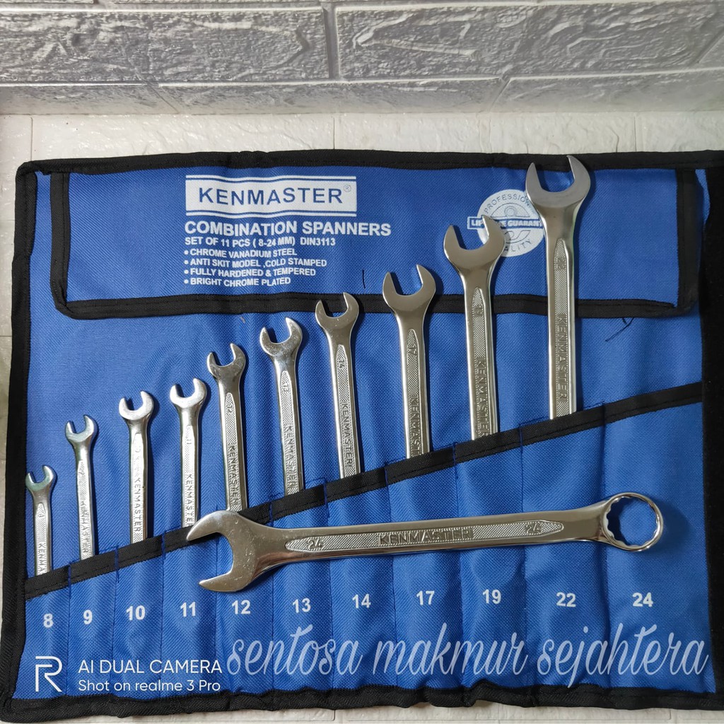 Kenmaster Kunci Ring Pas set 11Pcs 8-24 Konci Pas Ring