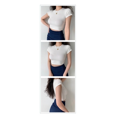 Lm Boutique~ S - XL LMB KAOS CROPTOP WANITA ELEGANCE