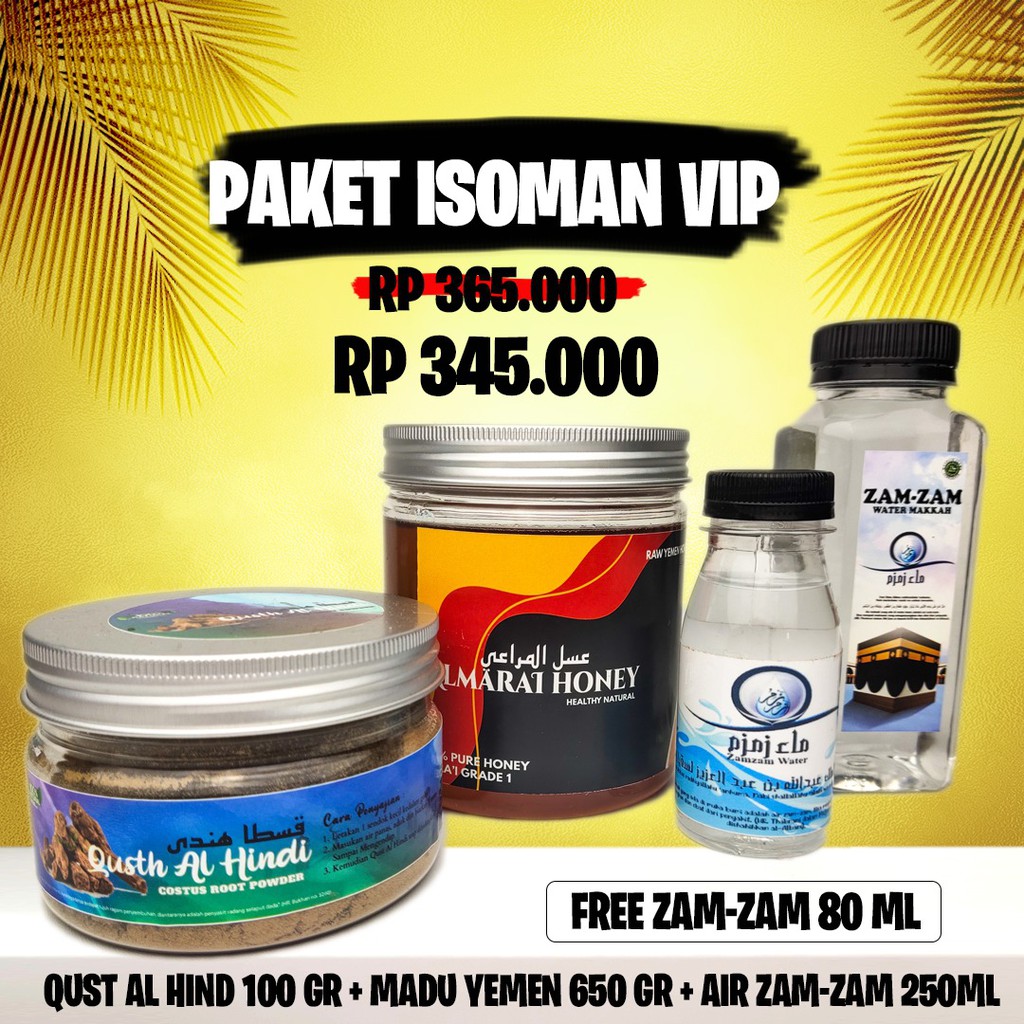 

Paket Isoman VIP Madu Yaman Qusthul Hindi dan Zam-zam