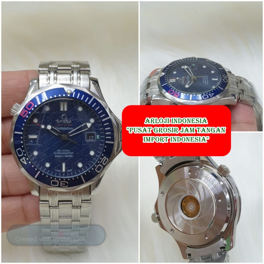 Diskon Jam Tangan Pria OM3GA James Bond 50th Blue Silver Garansi 1th