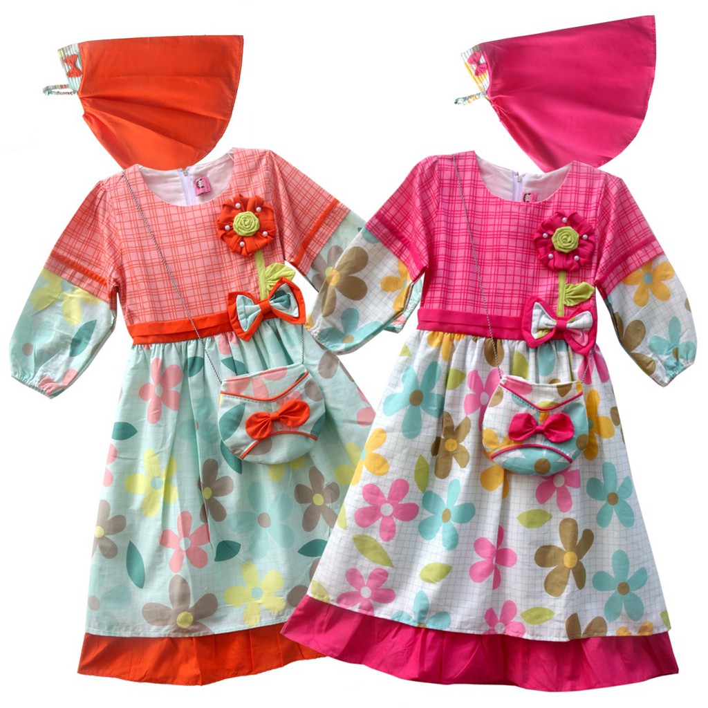 Two Mix Baju Muslim Anak - Gamis Anak Perempuan - Pakaian Muslim anak perempuan 4030-1