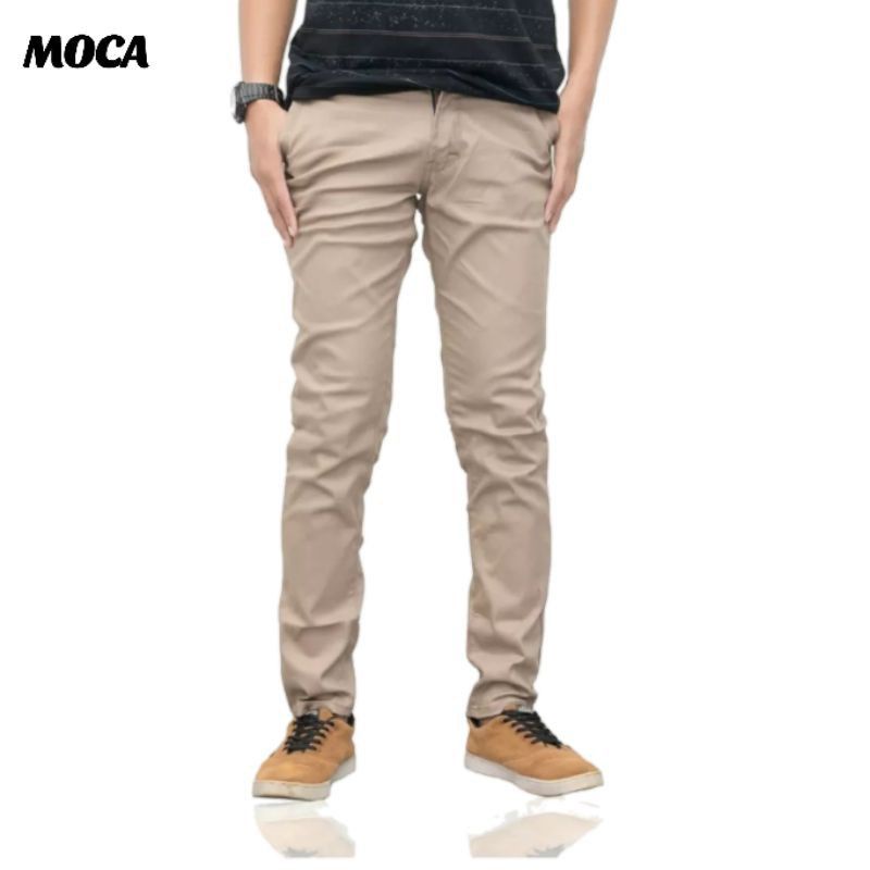 Celana Panjang Reguler Chino/Cino/Chinos Pria/Cowok Standar - Krem(Cream)/Abu(Grey)/Hitam(Black)