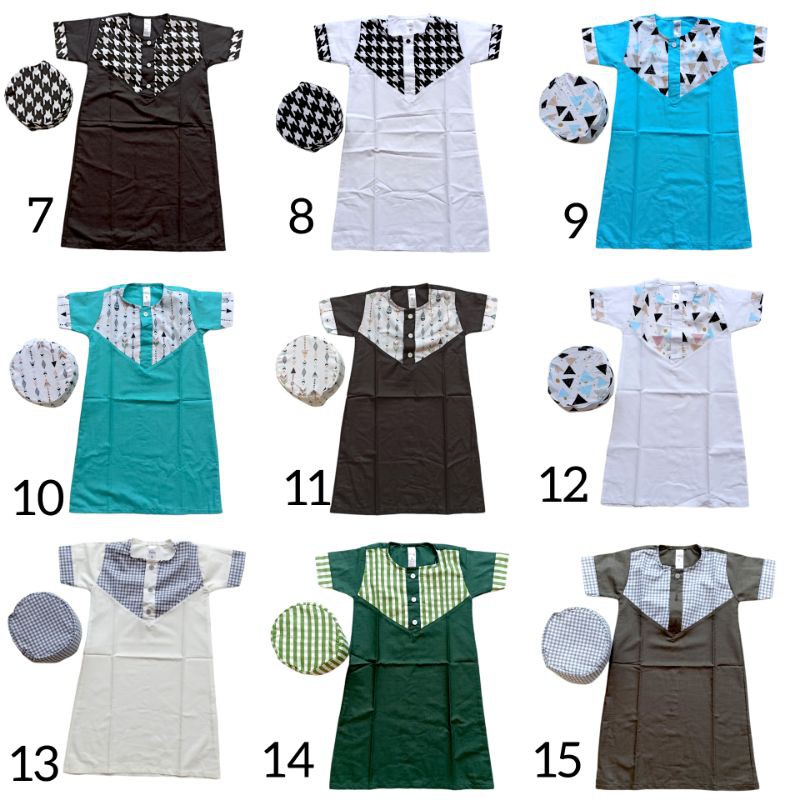Gamis Koko / Sarung Koko Peci Anak / Setelan Koko Anak Baju Muslim Anak Bahan Katun Koko Gibran [ Bunda Altaf ]
