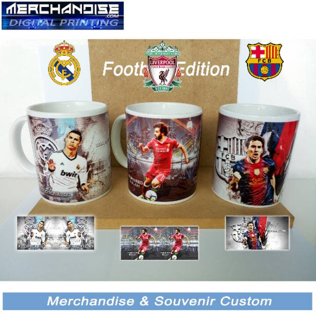 Pajangan / Hadiah / Merchandise / Barcelona / Real Madrid / Liverpool / Mug Custom