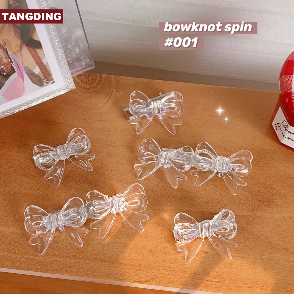 【COD Tangding】Transparent Fairy Bow Duck Beak Clip INS Style Simple Versatile Edge Clip Temperament Hairpin Headdress