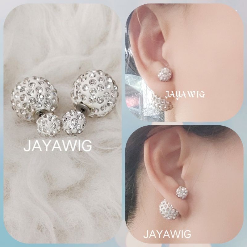 Anting Bulat Mata Mata Anting Tusuk Warna Silver