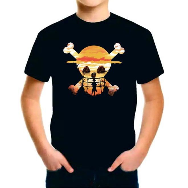 Kaos anak pria onepiece Bahan Combad 24s Size S-XL - Black series