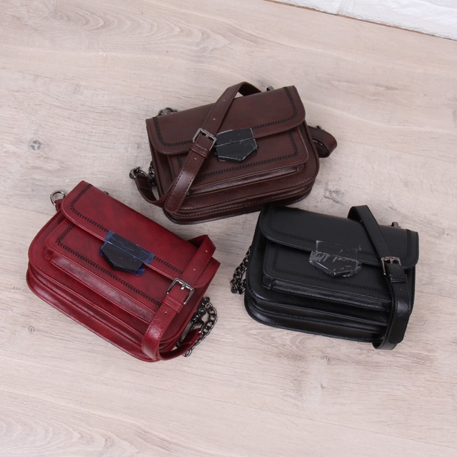 SG6535 syafniegalery tas selempang rantai retro tas kulit mini party bag impor 1801 3202