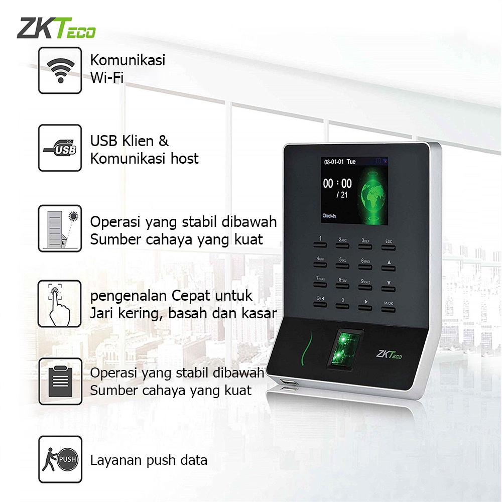 ZKTeco WIFI Time Recorder Mesin Absensi Sidik Jari ZKTeco - WL20