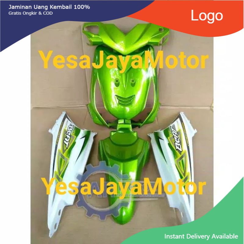 Jual Body Halus Honda Beat Karbu Warna Hijau putih plus sticker