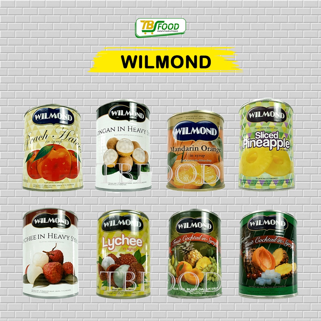 Wilmond Minuman Buah Dalam Kaleng, Nanas Kaleng, Peach China/Peach Afrika, Longan, Jeruk Mandarin, Fruit Cocktail, Lychee In Syirup/ Leci Segar,Halal