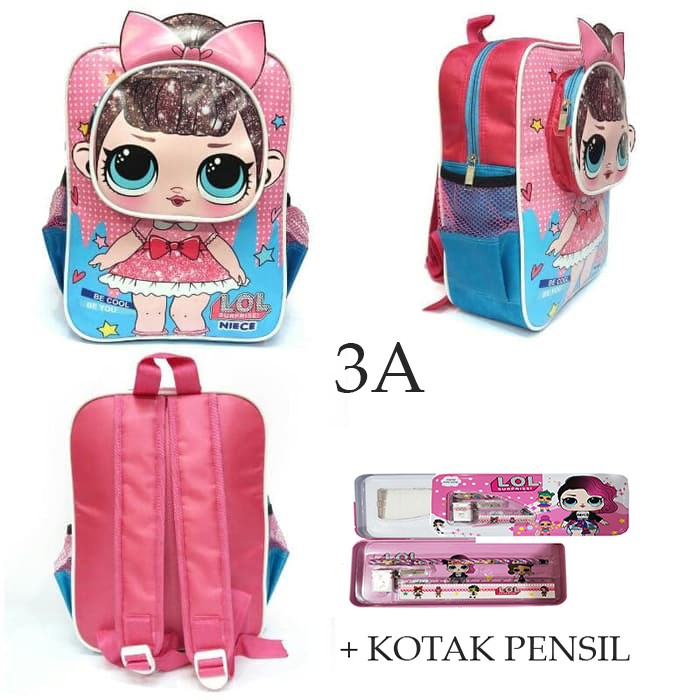 PROMO TAS Ransel Anak TK Atau Play Group / Paud Bahan Tahan Air Gambar Anak Cewek Lengkap