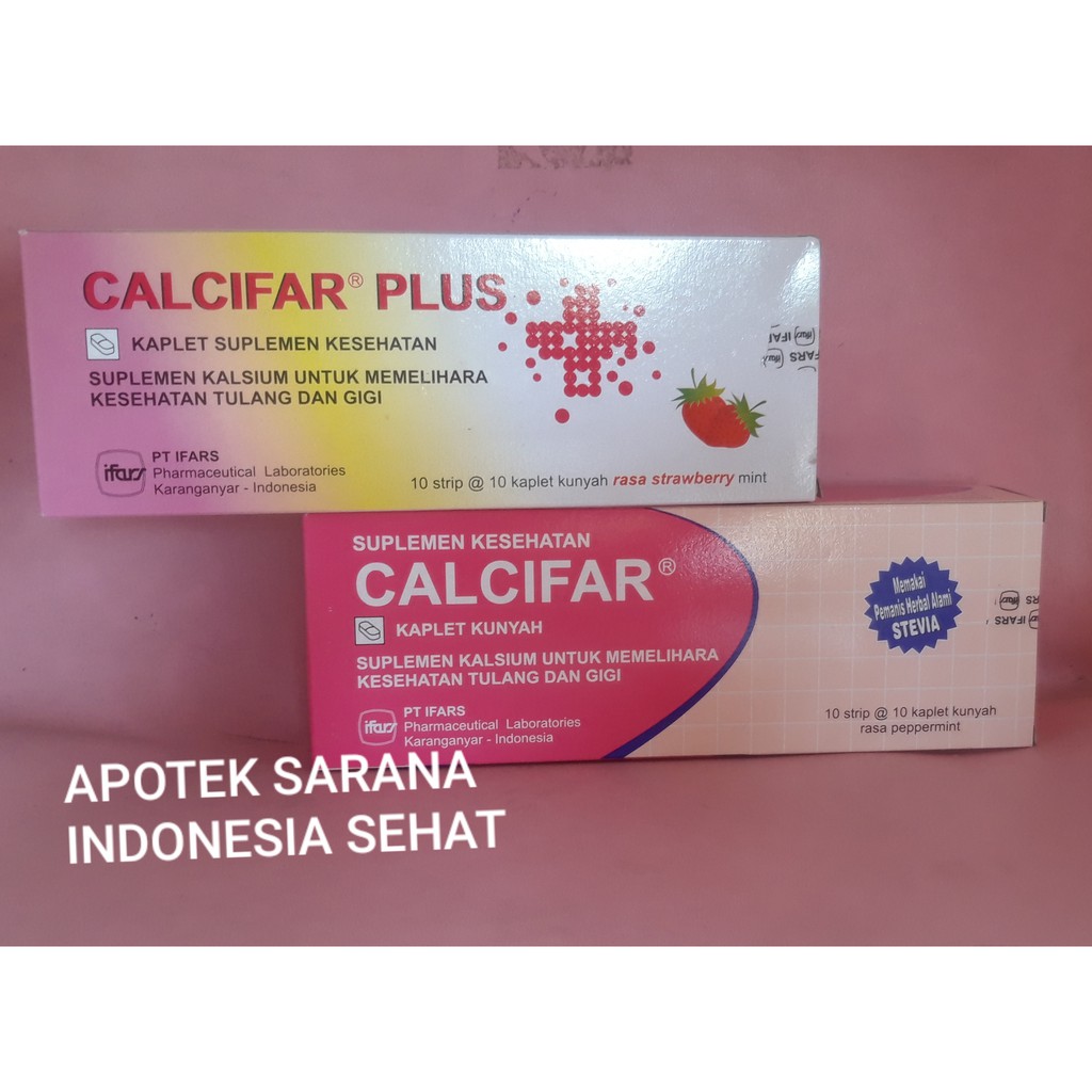 Calcifar PLUS / Calcifar - per BOX (Kalsium 500mg + Vitamin D3 400IU) Vitamin Tulang