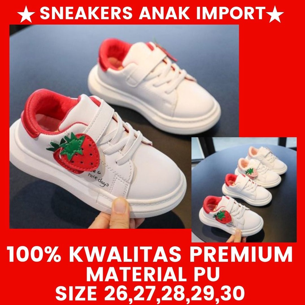 JSKW18 sepatu spatu sneaker sneakers sneker snekers sniker snikers strawberry anak perempuan cewek c
