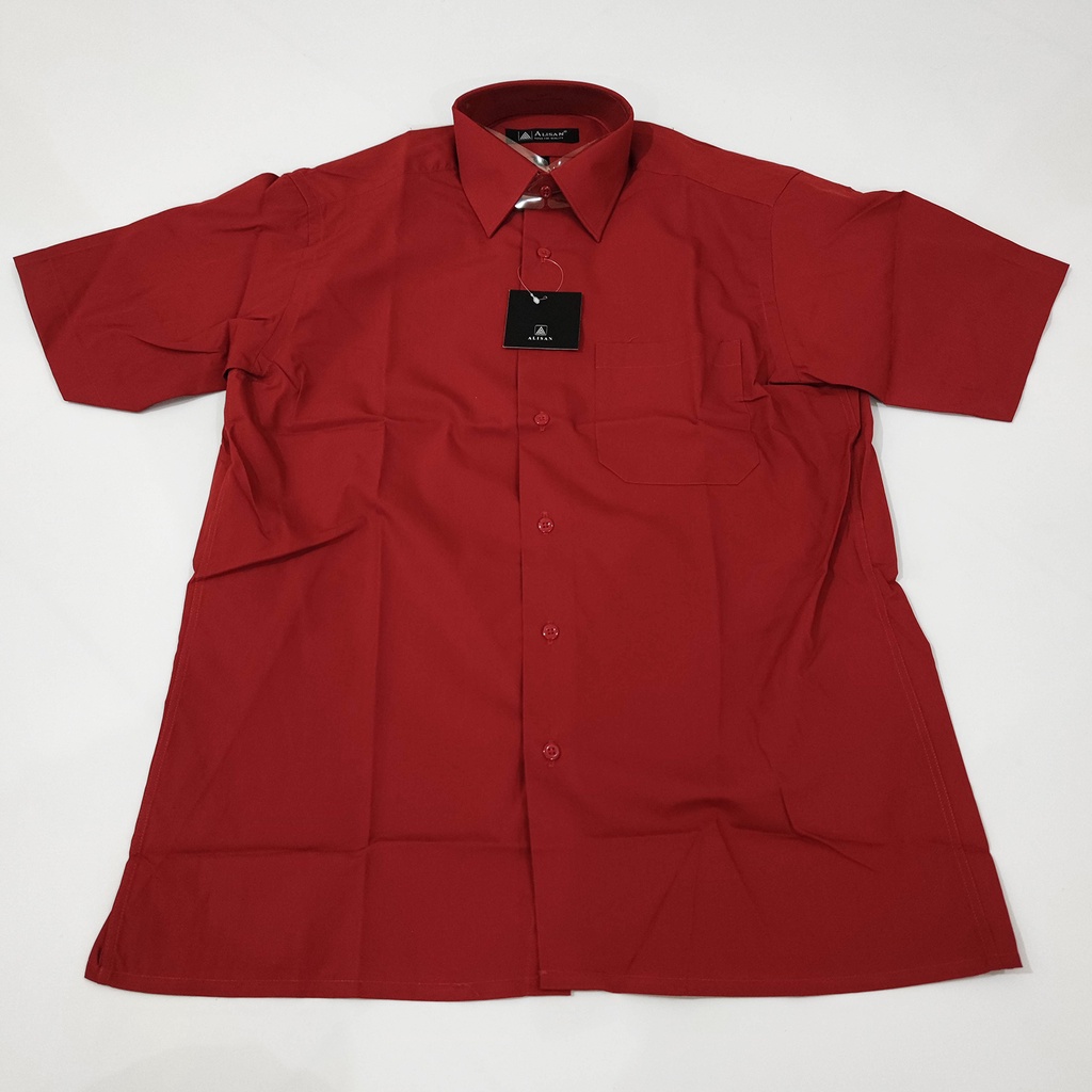 Kemeja ALISAN Polos Lengan PENDEK Regular Fit ( MERAH BATA , MERAH , MAROON , MERAH HATI )