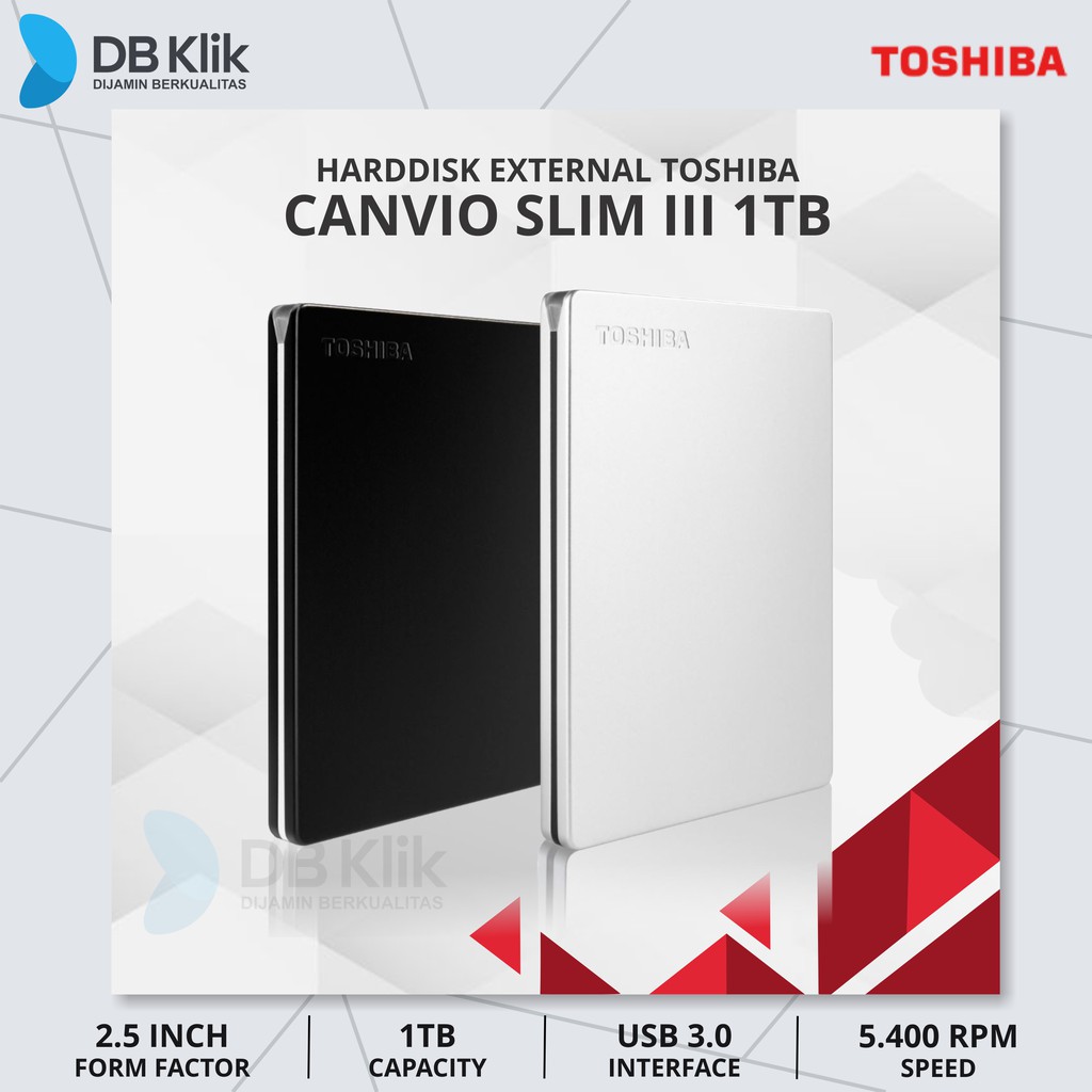 Harddisk External Toshiba Canvio Slim III 1TB | HD Ext Canvio Slim 1TB