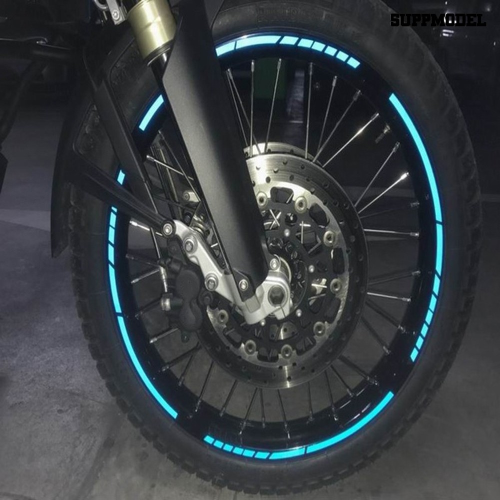 Supmodel 16pcs Stiker Strip Reflektif Untuk Dekorasi Velg Sepeda Motor Mobil