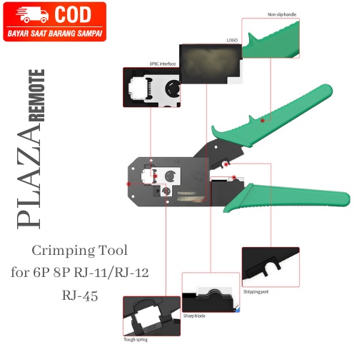 Crimping Tool Crimping Pliers Network Cable CrimpTool for 6P 8P RJ-11/RJ-12 RJ-45 DENGAN PENJEPIT