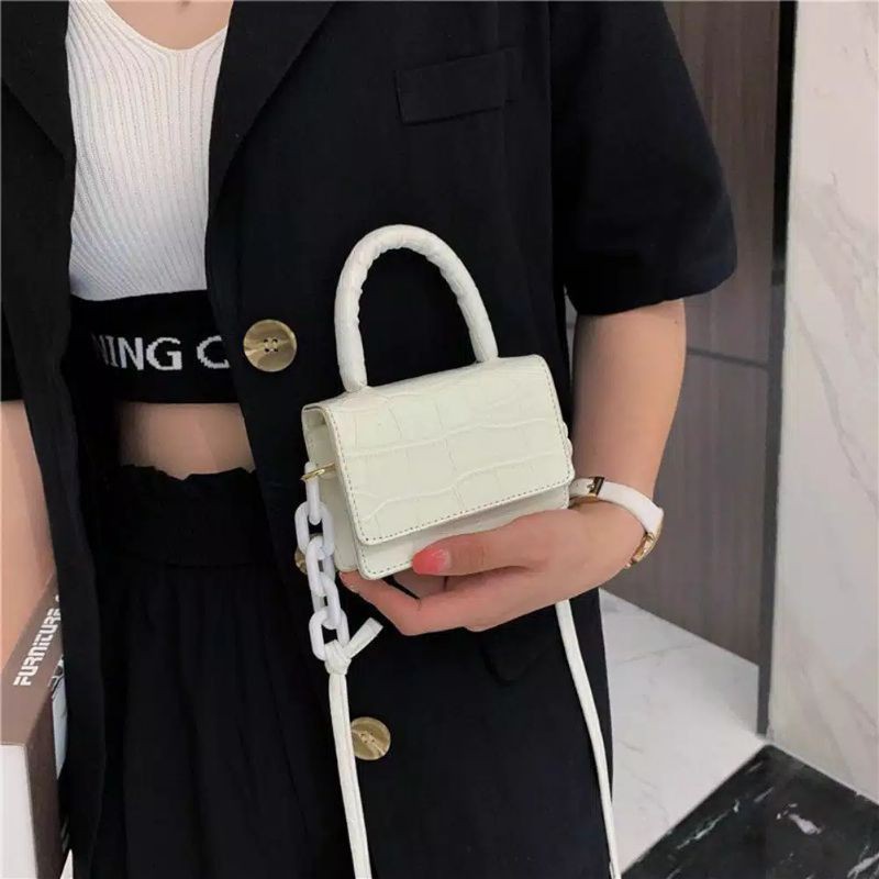 6.6 SALE !! Tas Selempang Wanita Sling Bag MINI CROCO RANTAI Shopee