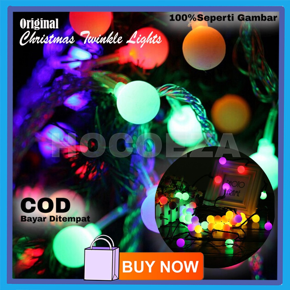 LAMPU TUMBLR CRISTMAS TWINKLE LIGHT BENTUK BULAT ANGGUR HIASAN DEKORASI NATAL WARNA WARNI VA209