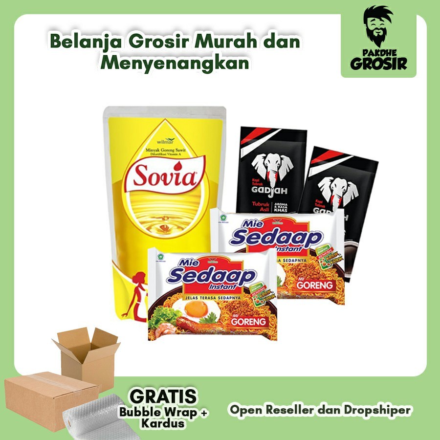 Paket Sembako - Minyak Goreng 1 liter + Kopi 2pc + Mie Instan 2pc