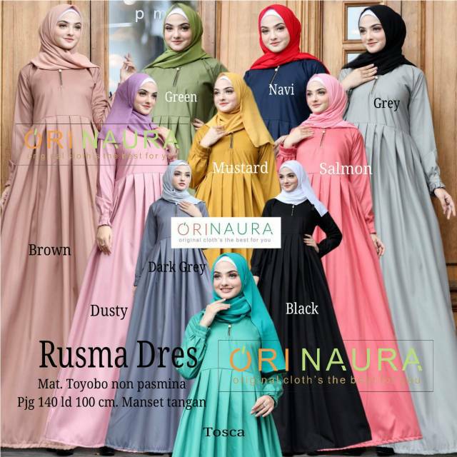 Gamis Polos Axia Dres / Ahma Dres / Rusma Dress Original Naura