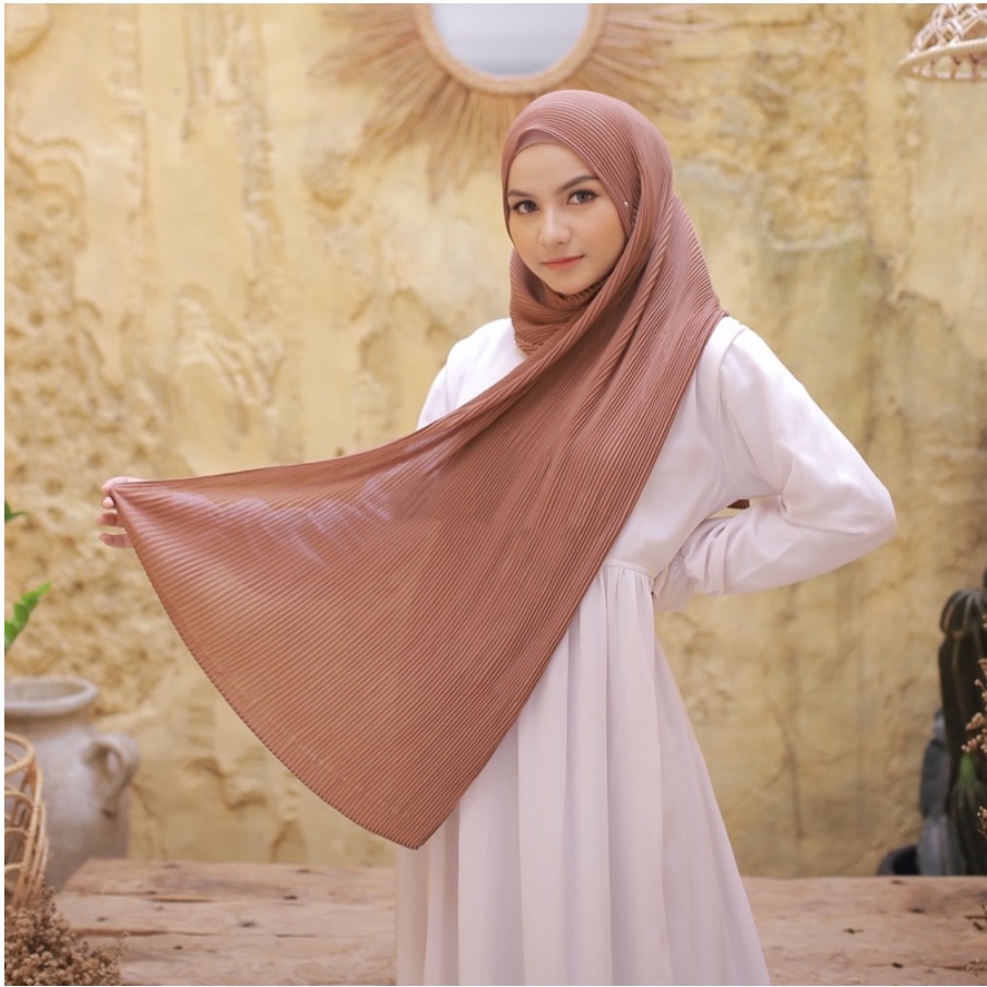 (Bisa COD) Pasmina Plisket Ceruty /Pasmina plisket shawell/Pasmina plated/Pasmina plisket premium-Milo