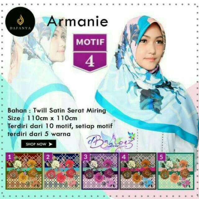 Jilbab Segiempat Armanie Satin motif 4 By Dafanya - Hijab Jilbab Scarf Kerudung Murah