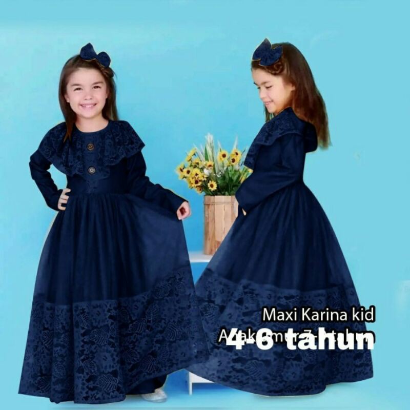 Baju Anak Perempuan/Baju Lebaran Anak Umur 4-6 Tahun/ Gamis Syari Anak perempuan/ Baju Syari Anak