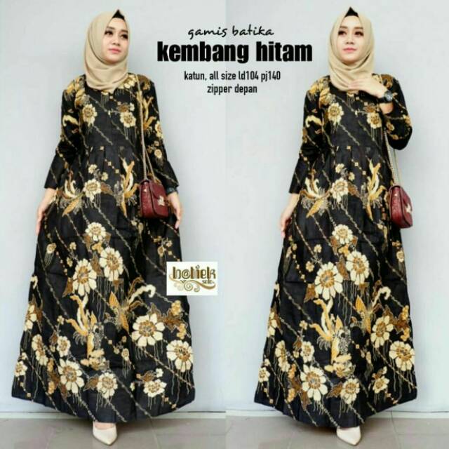 Gamis BATIK maura - Sania Ruffle Ndoro Jowi DNT Kembang Hitam FAIRUSARRFIQ