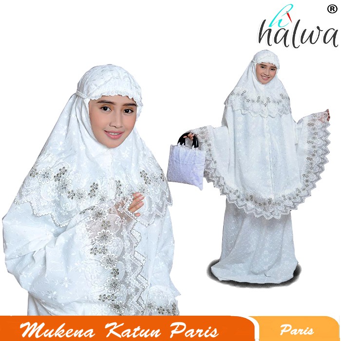[M127] PROMO MUKENA KATUN PARIS paris Organdi kipas Putih/mukena katun putih/mukena katun