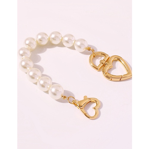 LRC Gelang Tangan Fashion Golden Love Alloy Pearl Hollow K45123