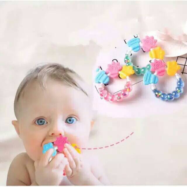 Mainan Gigitan Anak Bayi Teether RATTLE Bunyi KERINCING