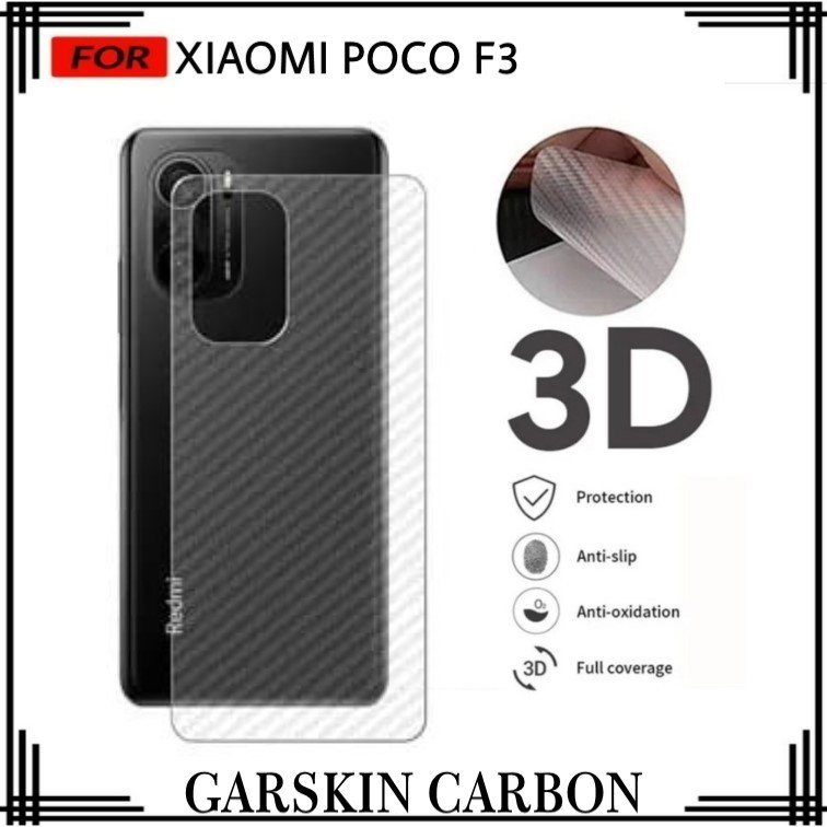 PROMO GARSKIN CARBON XIAOMI POCO F3 ANI GORES BELAKANG HANDPHONE PREMIUM ANTI BEKAS SIDIK JARI