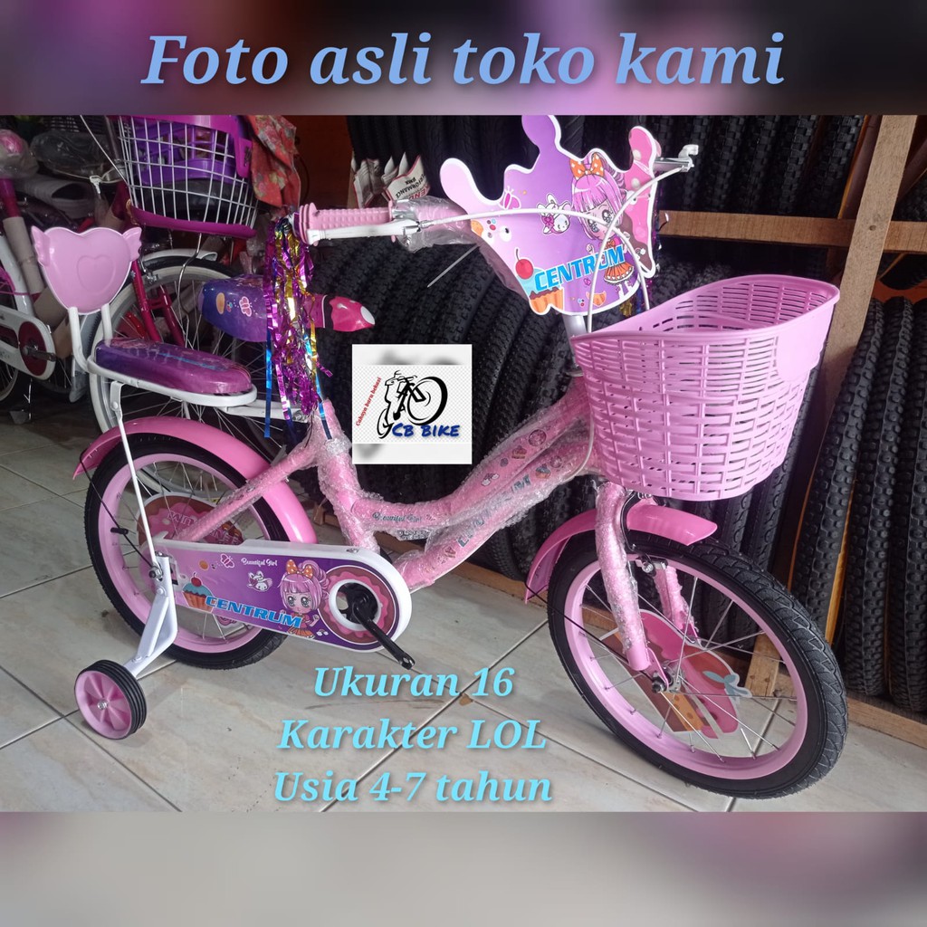 sepeda anak perempuan mini 16 centrum CT  307 karakter LOL usia 4-7 tahun  sesuai gambar