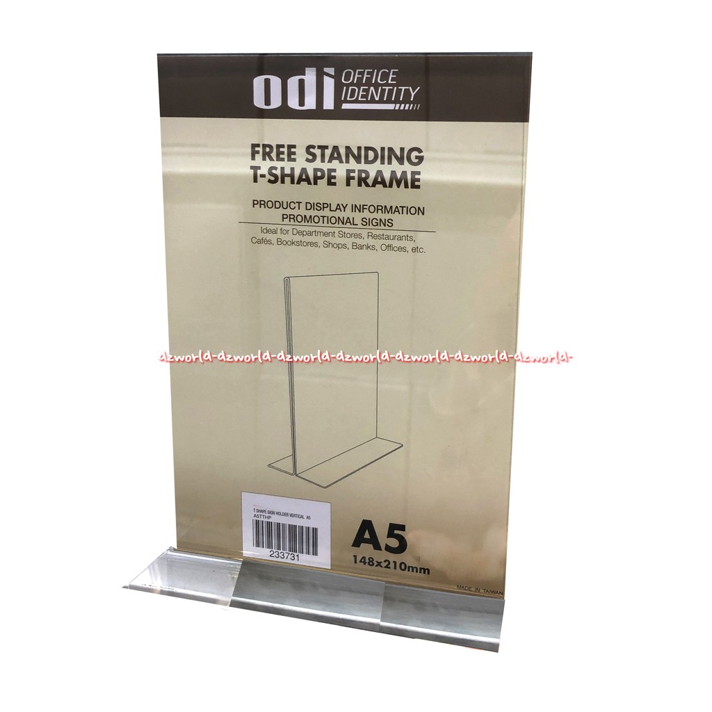 Odi office Identity Free Standing T Shape Frame Aklerik Bening A4 Akrilik