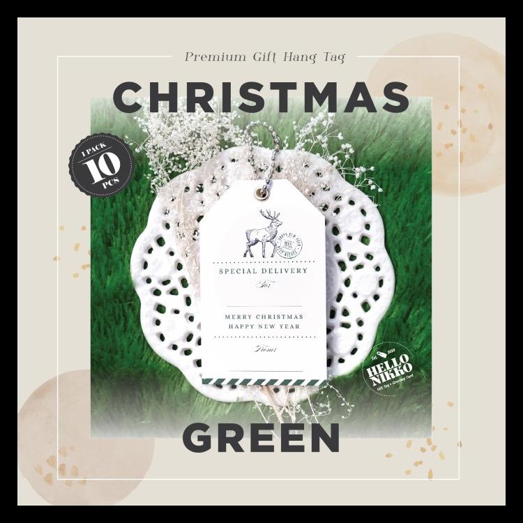 

CHRISTMAS CARD GIFT HANG TAG KARTU UCAPAN NATAL DELIVERY HAMPERS GREEN