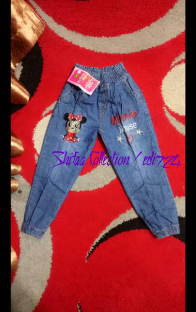 Celana Jeans / Celana Jeans Panjang / Celana Joger Jeans / Celana Joger anak Motif Bordiran ukuran M. L. XL