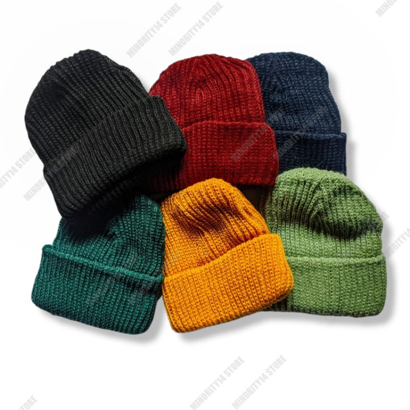 Beaniehat Short Beaniehat Kupluk rajut free pin button