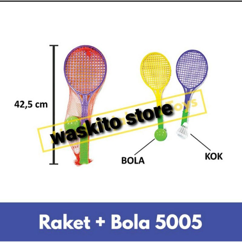 MAINAN ANAK RAKET PLASTIK SET RAKET PLASTIK FREE KOK DAN BOLA