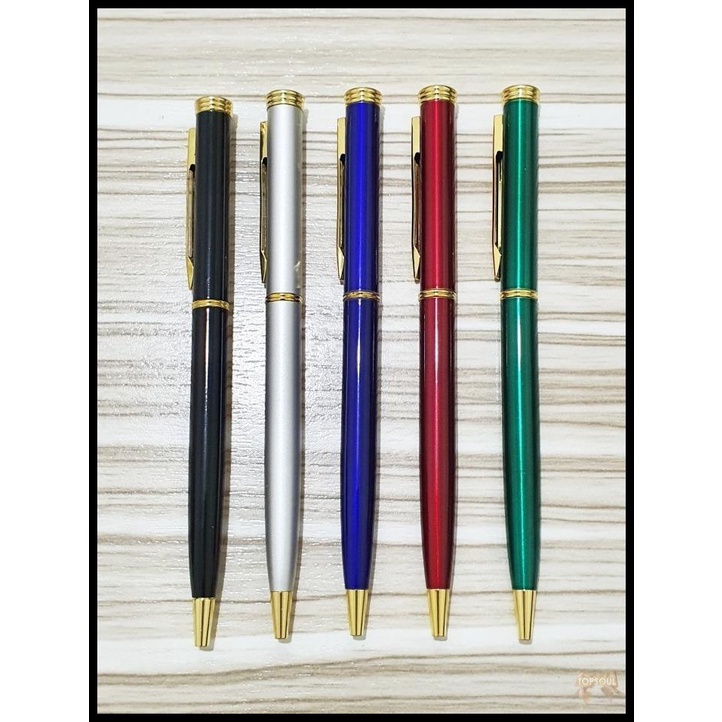 

Hijau Pulpen 3 Kancing Emas / Pena Besi Metal Gift Souvenir Pen Gold