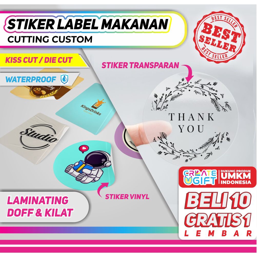 CETAK STIKER VYNIL & TRANSPARAN LABEL KEMASAN A3+ CUT | LABEL KEMASAN | LABEL USAHA MAKANAN