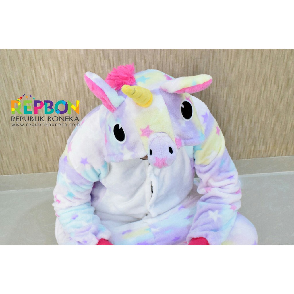 BAJU ONESIE UNICORN FLUFFY GALAXY STAR COSPLAY PIYAMA