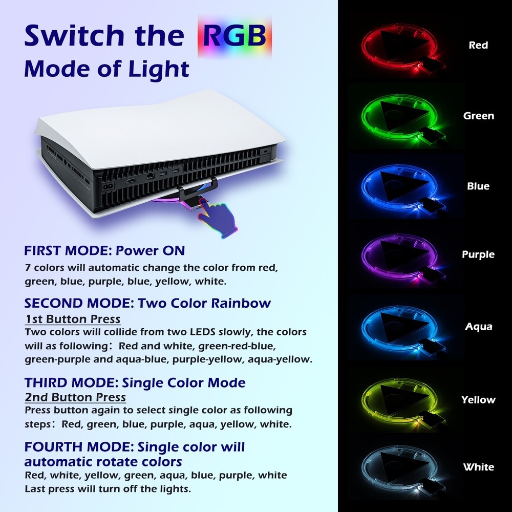 Stand Base Vertikal Dengan Lampu LED RGB Luminous 4 Mode Untuk Konsol Game Playstation 5 PS5