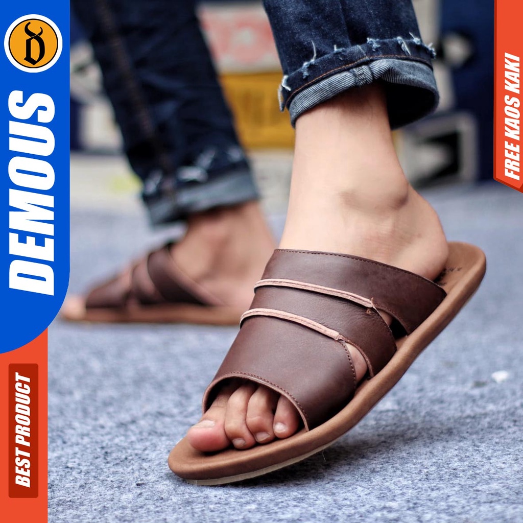 DEMOUS TAIM Sandal Slop Kulit Pria Sendal Casual Terbaru