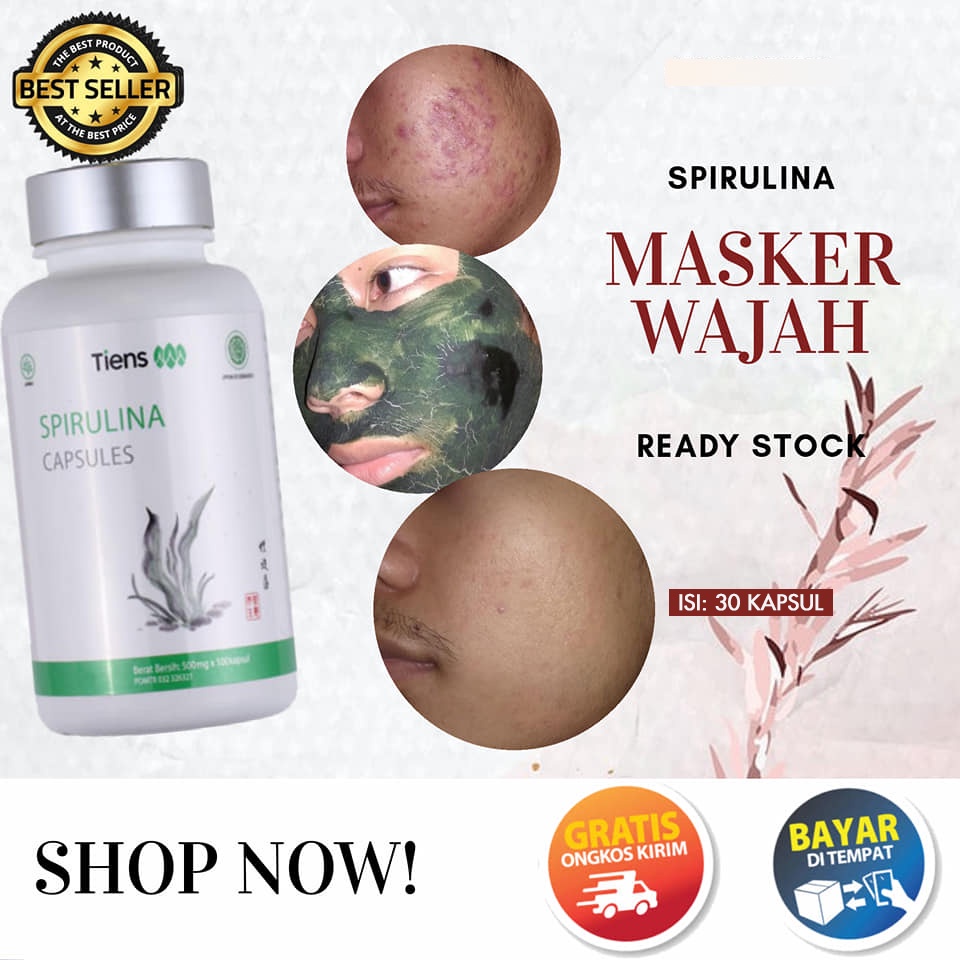[COD] masker spirulina tiens 30 kapsul (produk original)