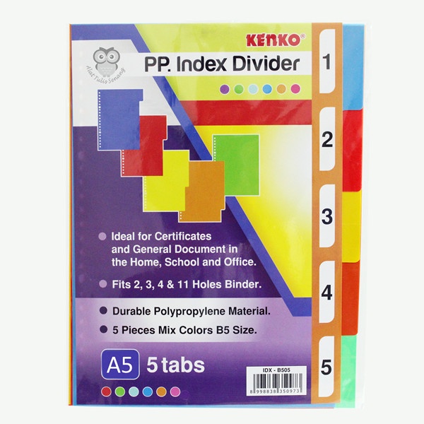 

index divider kenko ukuran A5/ index divider isi 5 pcs/ index divider murah/ index divider organizer/ index divider untuk sekolah/ index divider kerja