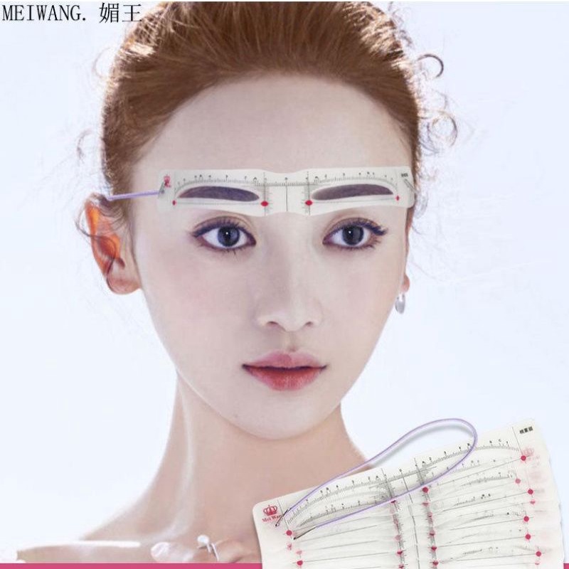 MEIWANG PENGGARIS CETAKAN ALIS EYEBROW RULER 1 SET ISI 12 MODEL